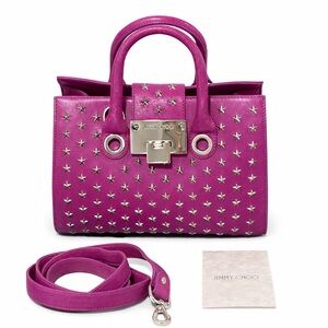 Jimmy Choo Pink Star Studded Riley 2 Way Small Handbag